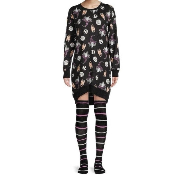 The Nightmare Before Christmas Sleep Shirt Womens XS Jack Skellington Sally - Picture 1 of 11